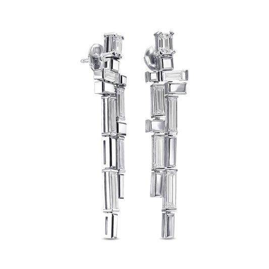 18K White Gold Drop Earrings With 4.15 TCW Natural Diamond