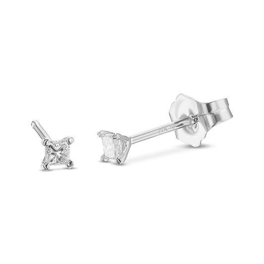 14K White Gold Stud Earrings With 0.11 TCW Natural Diamond