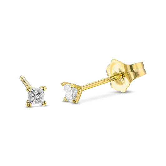 14K Yellow Gold Stud Earrings With 0.10 TCW Natural Diamond