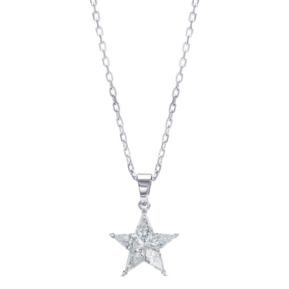 18K White Gold Star Pendant Necklace With 0.83 TCW Natural Diamond