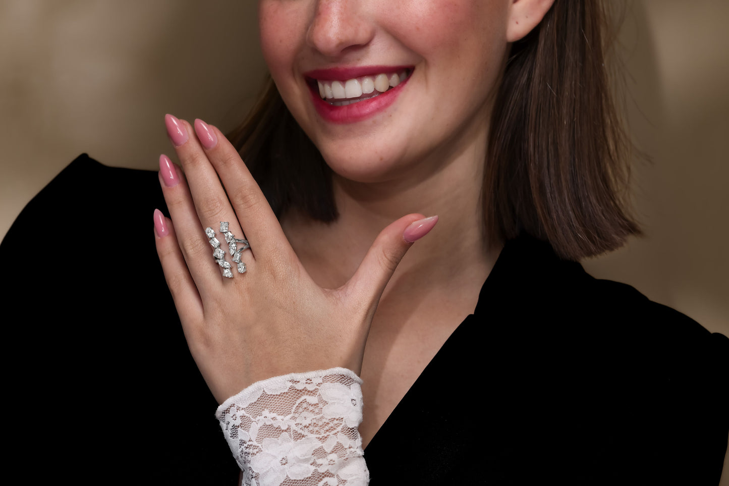 18K White Gold Statement Ring With 3.44 TCW Natural Diamond