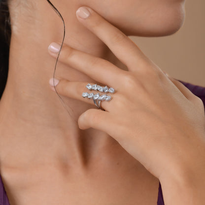 18K White Gold Statement Ring With 3.44 TCW Natural Diamond