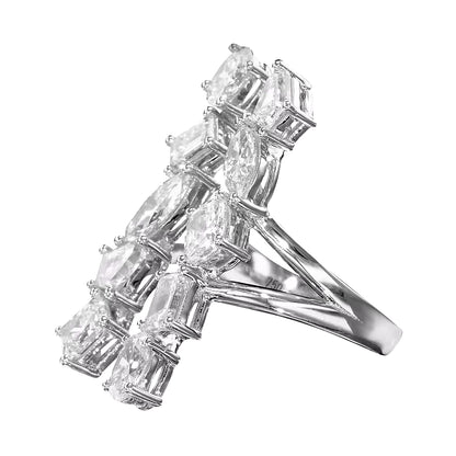 18K White Gold Statement Ring With 3.44 TCW Natural Diamond