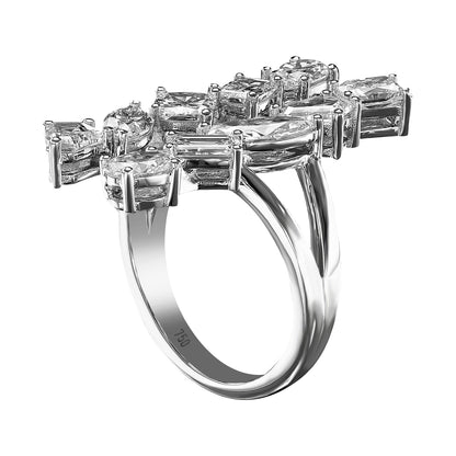 18K White Gold Statement Ring With 3.44 TCW Natural Diamond
