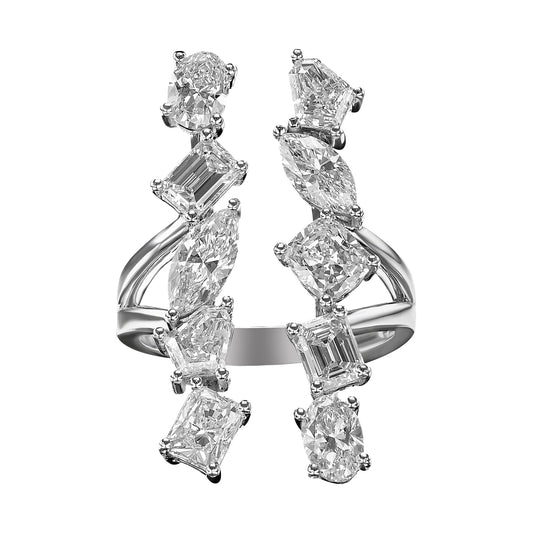18K White Gold Statement Ring With 3.44 TCW Natural Diamond