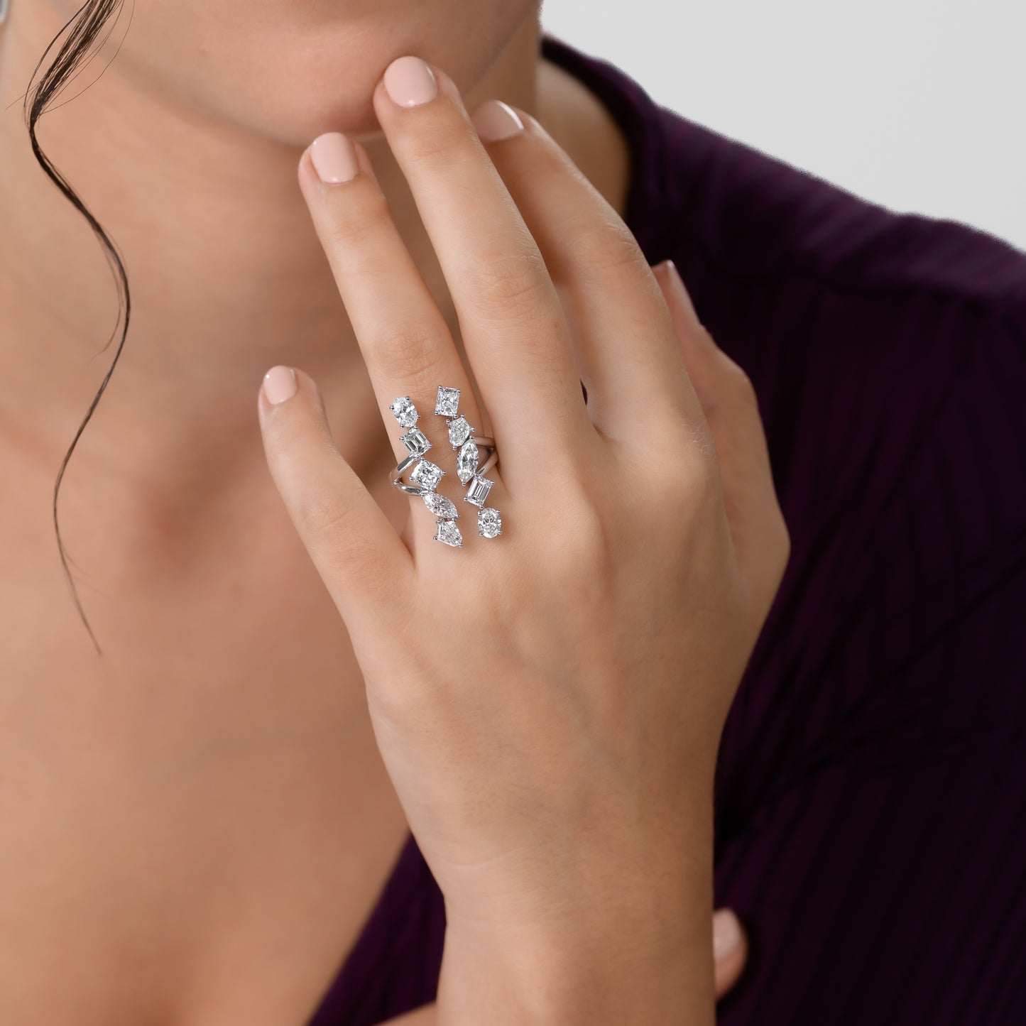 18K White Gold Statement Ring With 3.44 TCW Natural Diamond