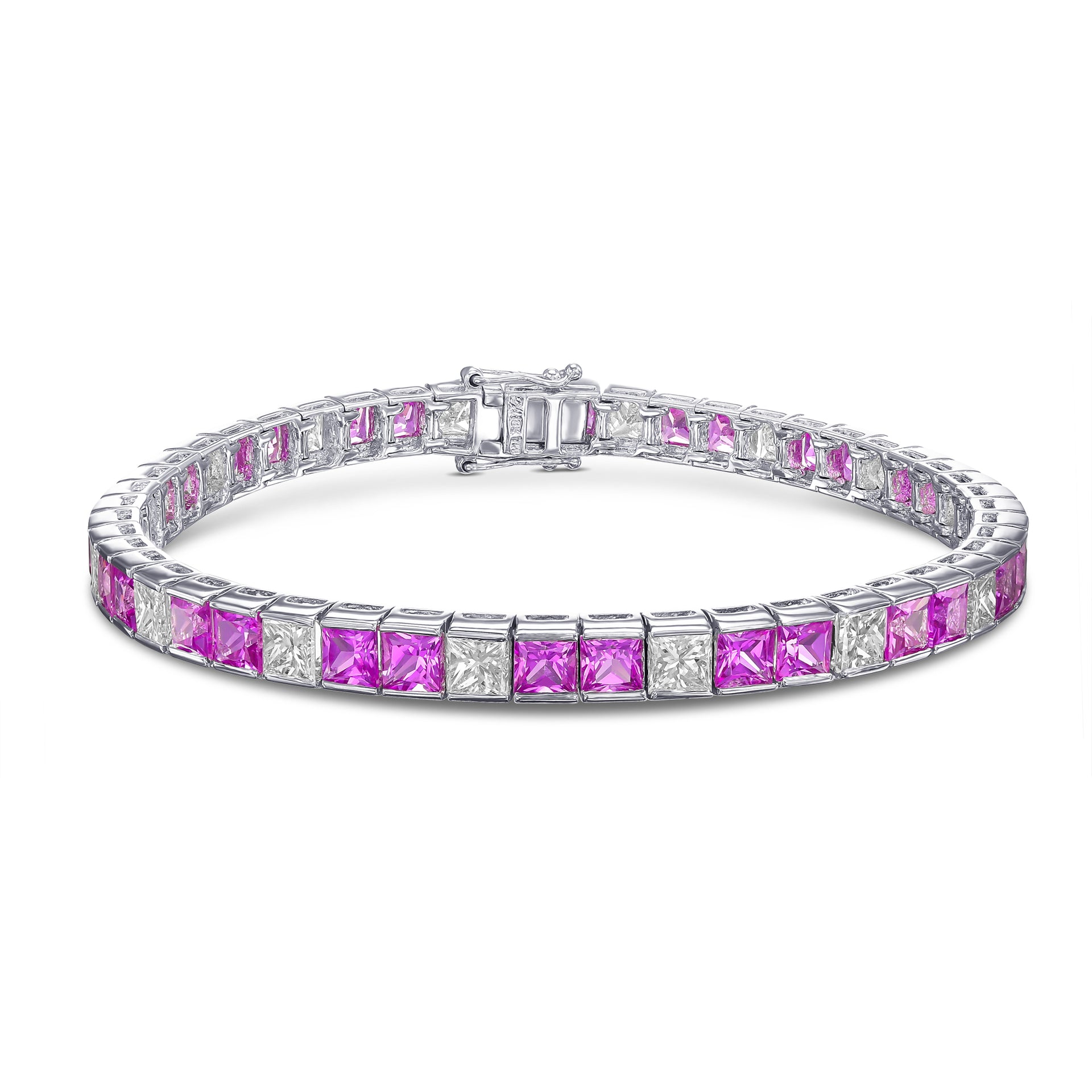 18K White Gold tennis Bracelet With 16.10 TCW Fancy Colored Diamonds