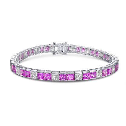 18K White Gold tennis Bracelet With 16.10 TCW Fancy Colored Diamonds