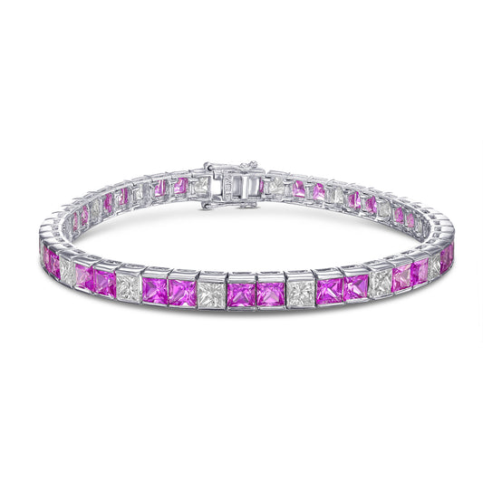 18K White Gold tennis Bracelet With 16.10 TCW Fancy Colored Diamonds