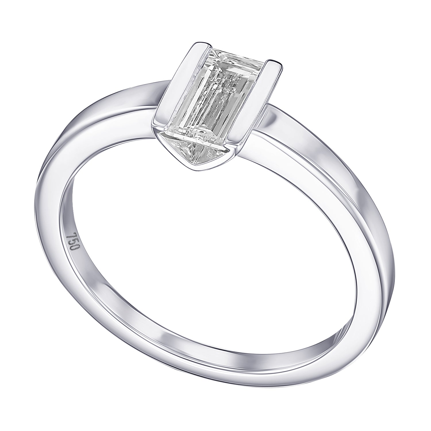 18K White Gold Solitatire Ring With 0.58 TCW Natural Diamond