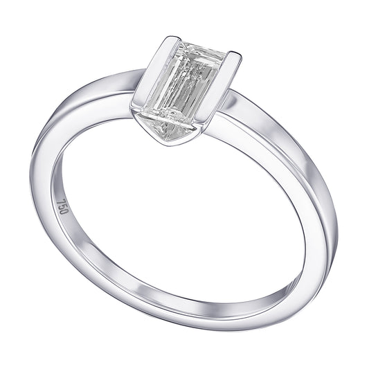 18K White Gold Solitatire Ring With 0.58 TCW Natural Diamond