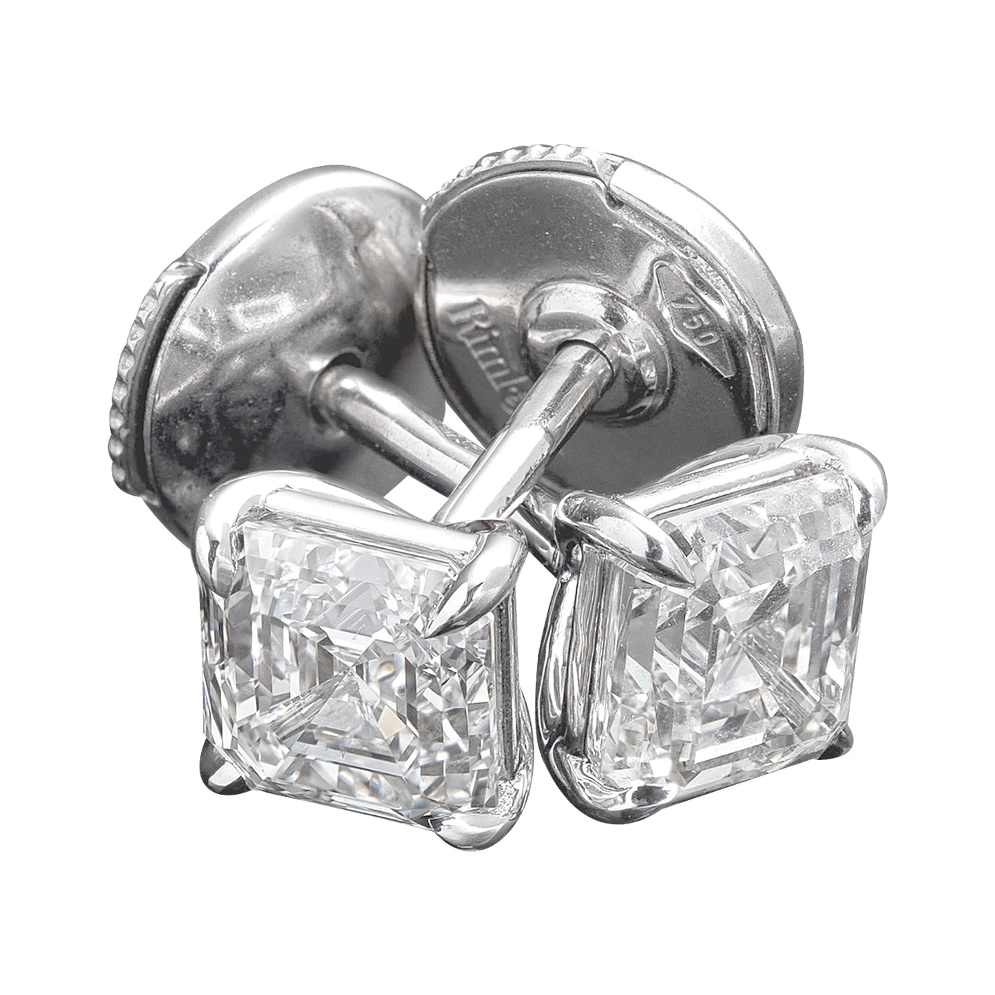 18K White Gold Stud Earrings With 1.85 TCW Natural Diamond