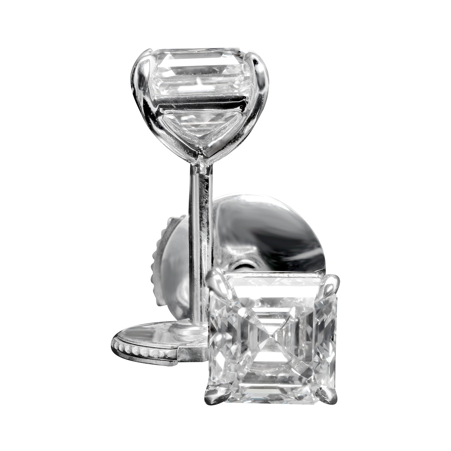18K White Gold Stud Earrings With 1.85 TCW Natural Diamond