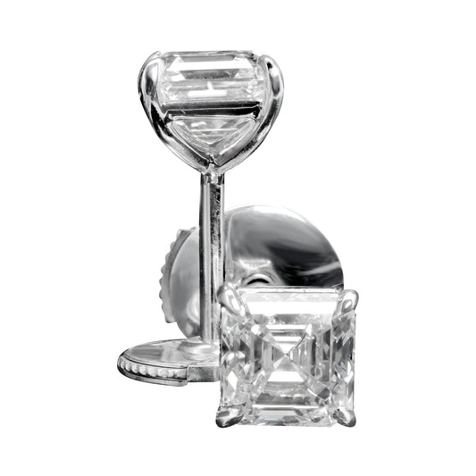 18K White Gold Stud Earrings With 1.85 TCW Natural Diamond