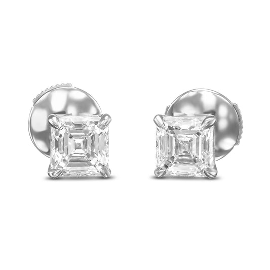 18K White Gold Stud Earrings With 1.84 TCW Natural Diamond