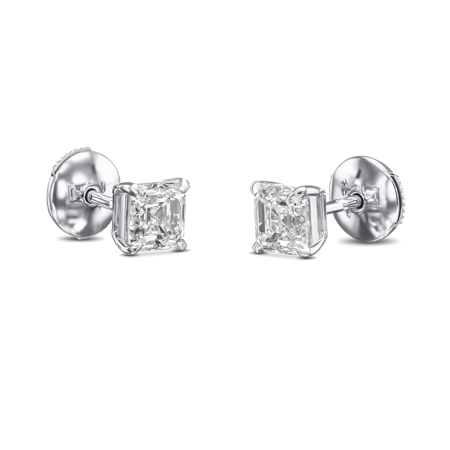 18K White Gold Stud Earrings With 1.84 TCW Natural Diamond