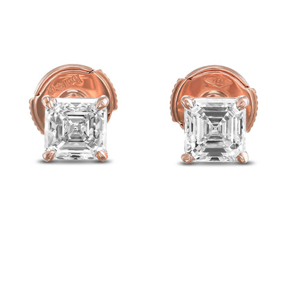 18K Rose Gold Stud Earrings With 1.84 TCW Natural Diamond