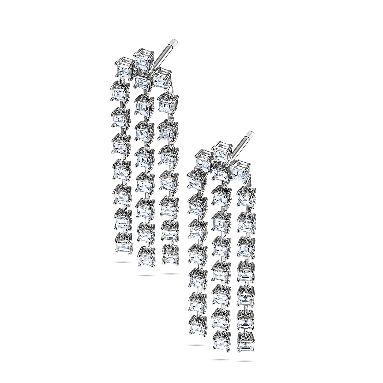 18K White Gold Drop Earrings With 3.56 TCW Natural Diamond