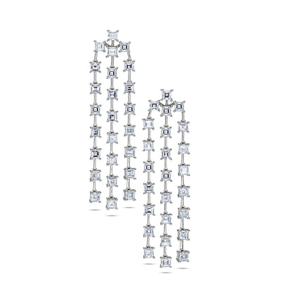 18K White Gold Drop Earrings With 3.56 TCW Natural Diamond