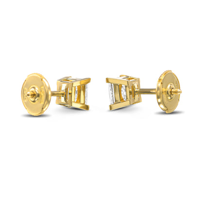 18K Yellow Gold Stud Earrings With 1.80 TCW Natural Diamond