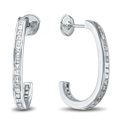 18K White Gold Hoop Earrings With 2.08 TCW Natural Diamond