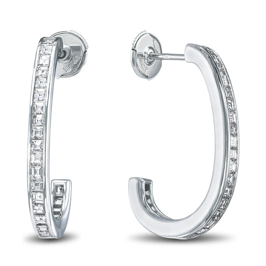 18K White Gold Hoop Earrings With 2.08 TCW Natural Diamond