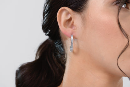 18K White Gold Hoop Earrings With 2.08 TCW Natural Diamond