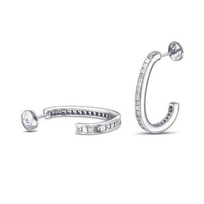 18K White Gold Hoop Earrings With 2.08 TCW Natural Diamond