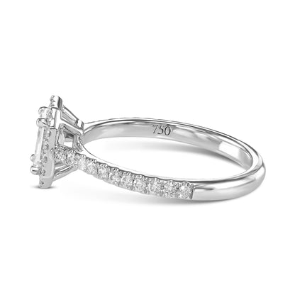 18K White Gold Engagement Ring With 0.92 TCW Natural Diamond