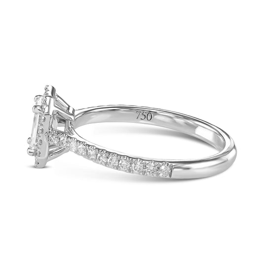 18K White Gold Engagement Ring With 0.92 TCW Natural Diamond