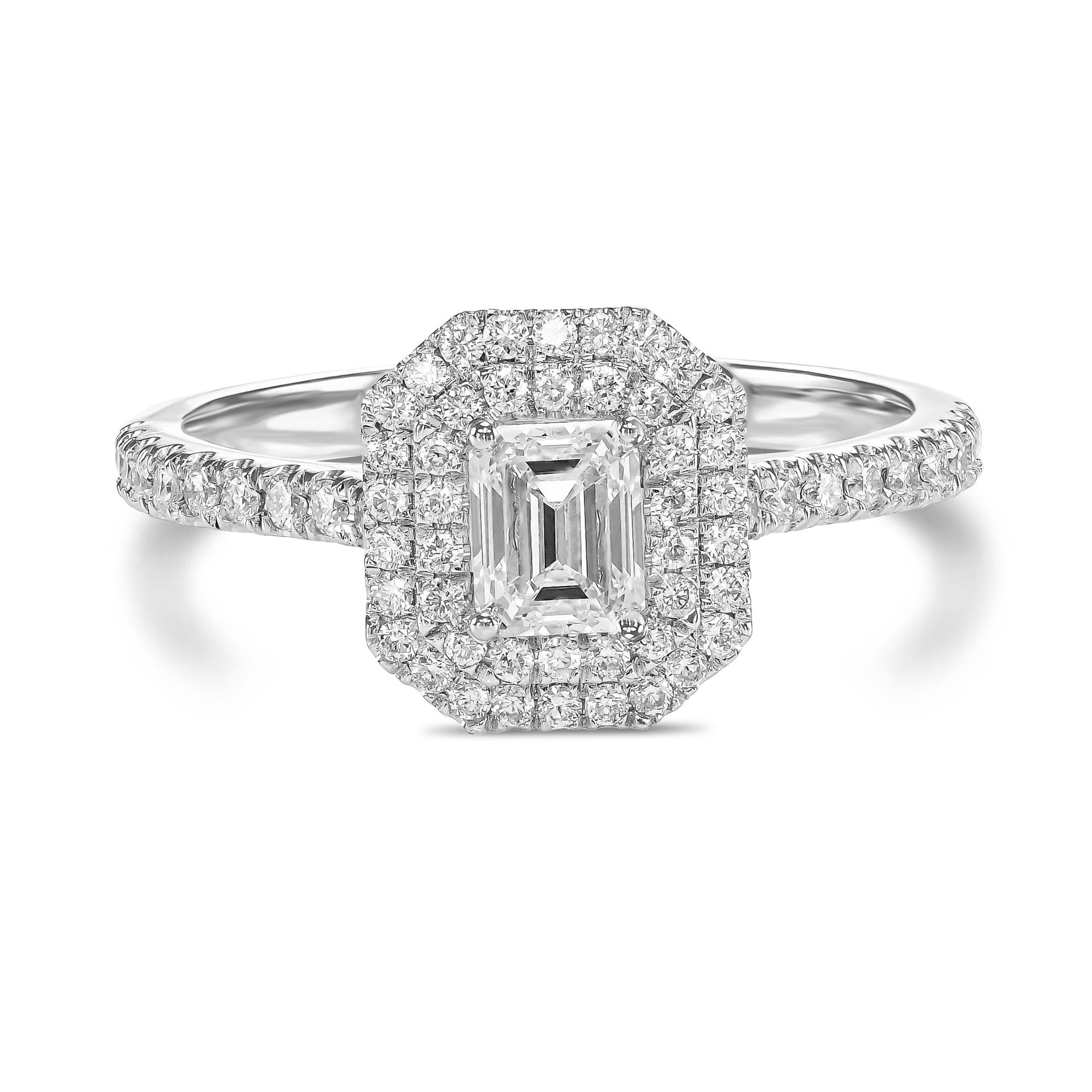 18K White Gold Engagement Ring With 0.86 TCW Natural Diamond