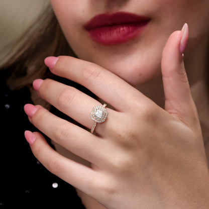 18k Rose Gold Engagement Ring With 0.94 tcw Asscher Cut Natural Diamond