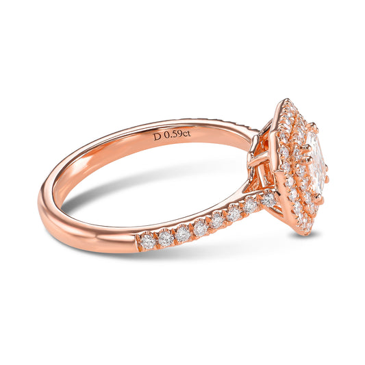 18k Rose Gold Engagement Ring With 0.94 tcw Asscher Cut Natural Diamond