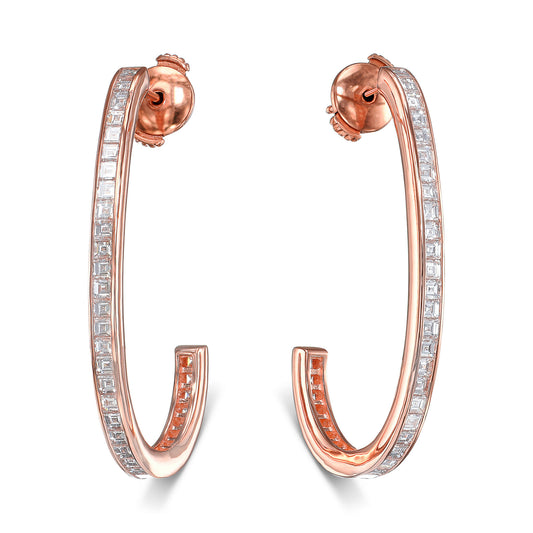 18K Rose Gold Hoop Earrings With 2.80 TCW Natural Diamond