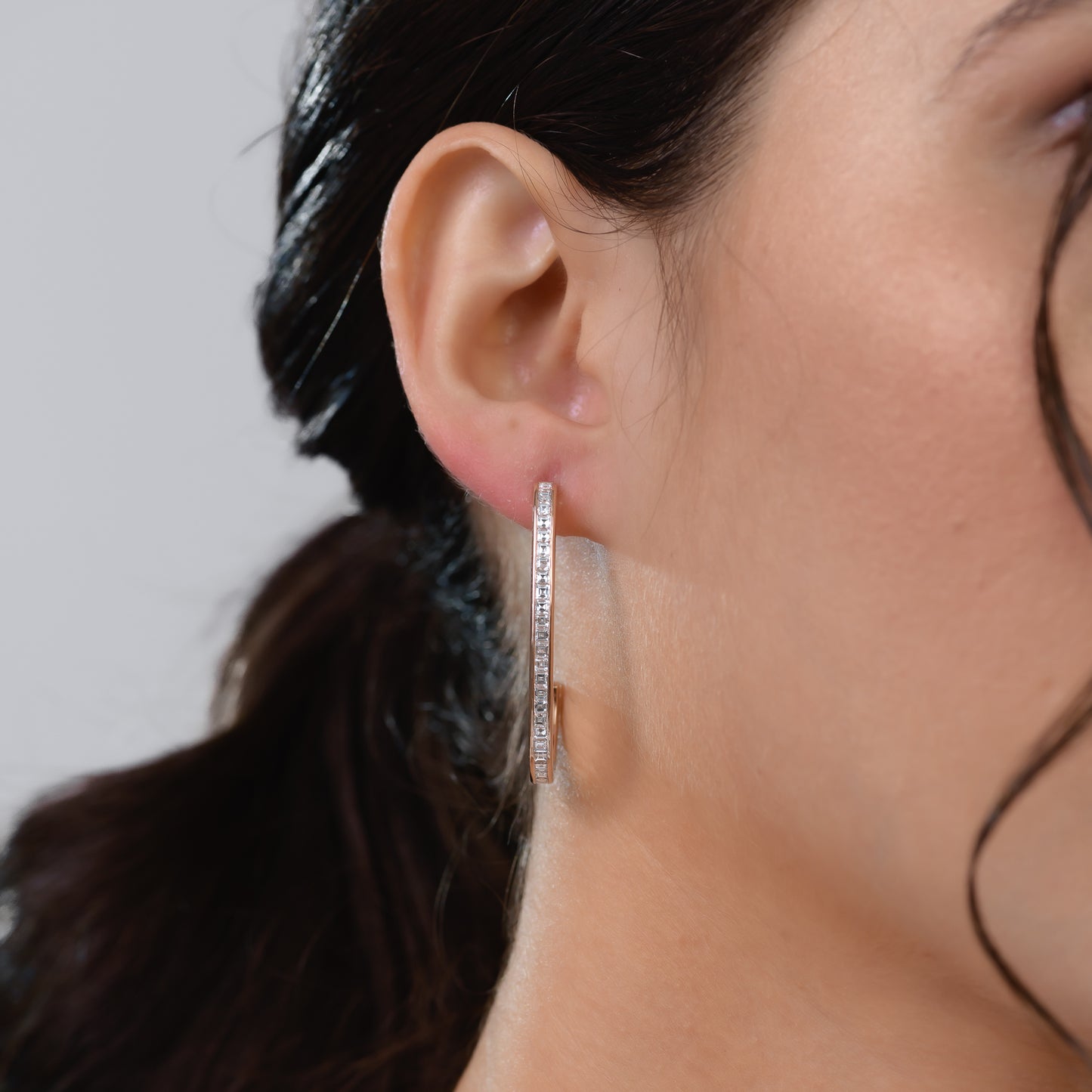 18K Rose Gold Hoop Earrings With 2.80 TCW Natural Diamond