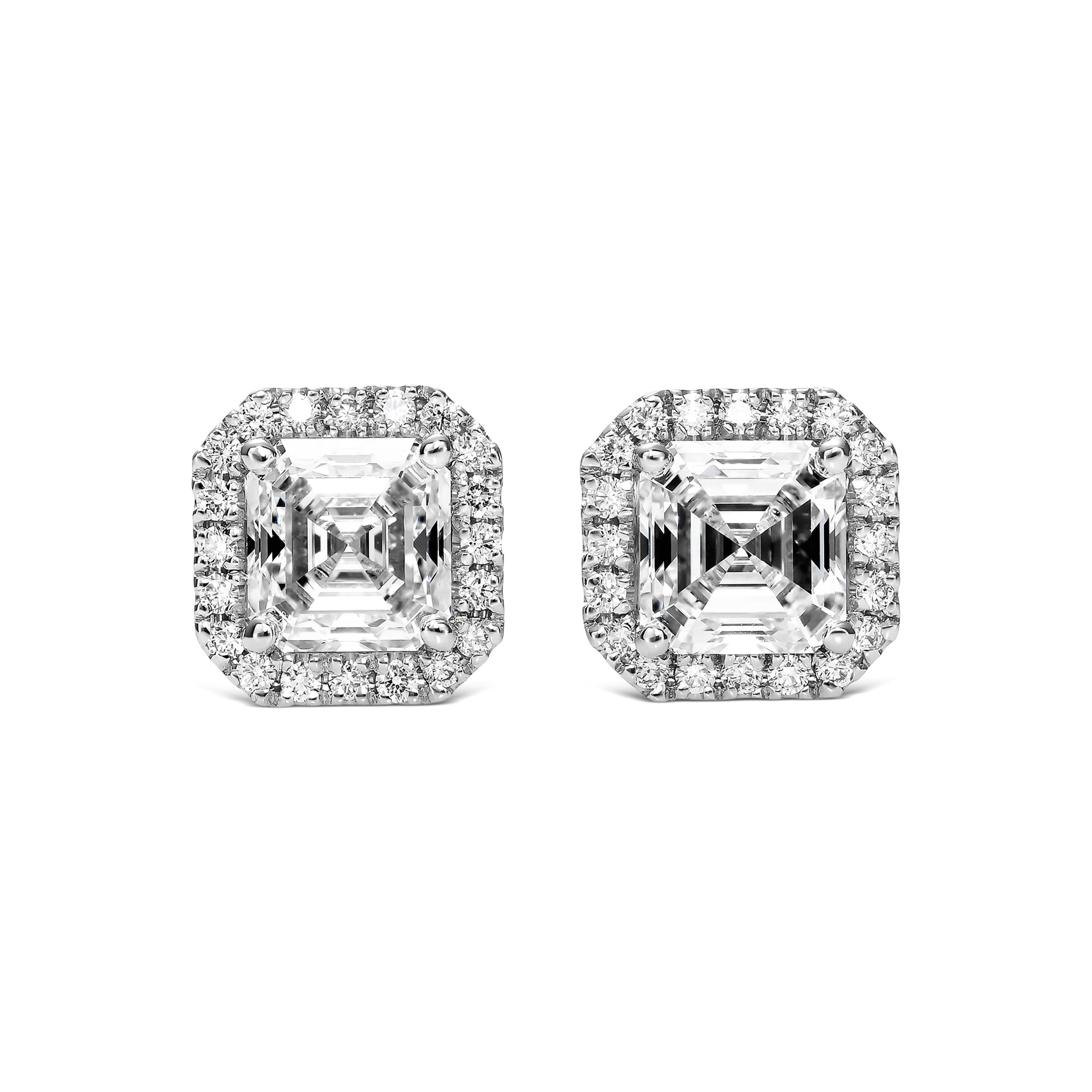18K White Gold Stud Earrings With 1.85 TCW Natural Diamond