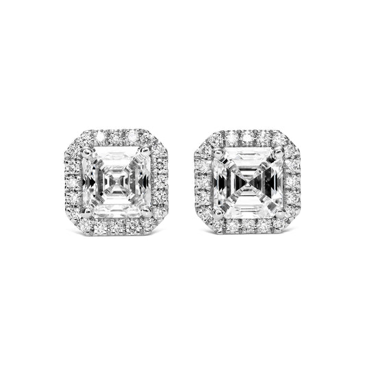 18K White Gold Stud Earrings With 1.85 TCW Natural Diamond