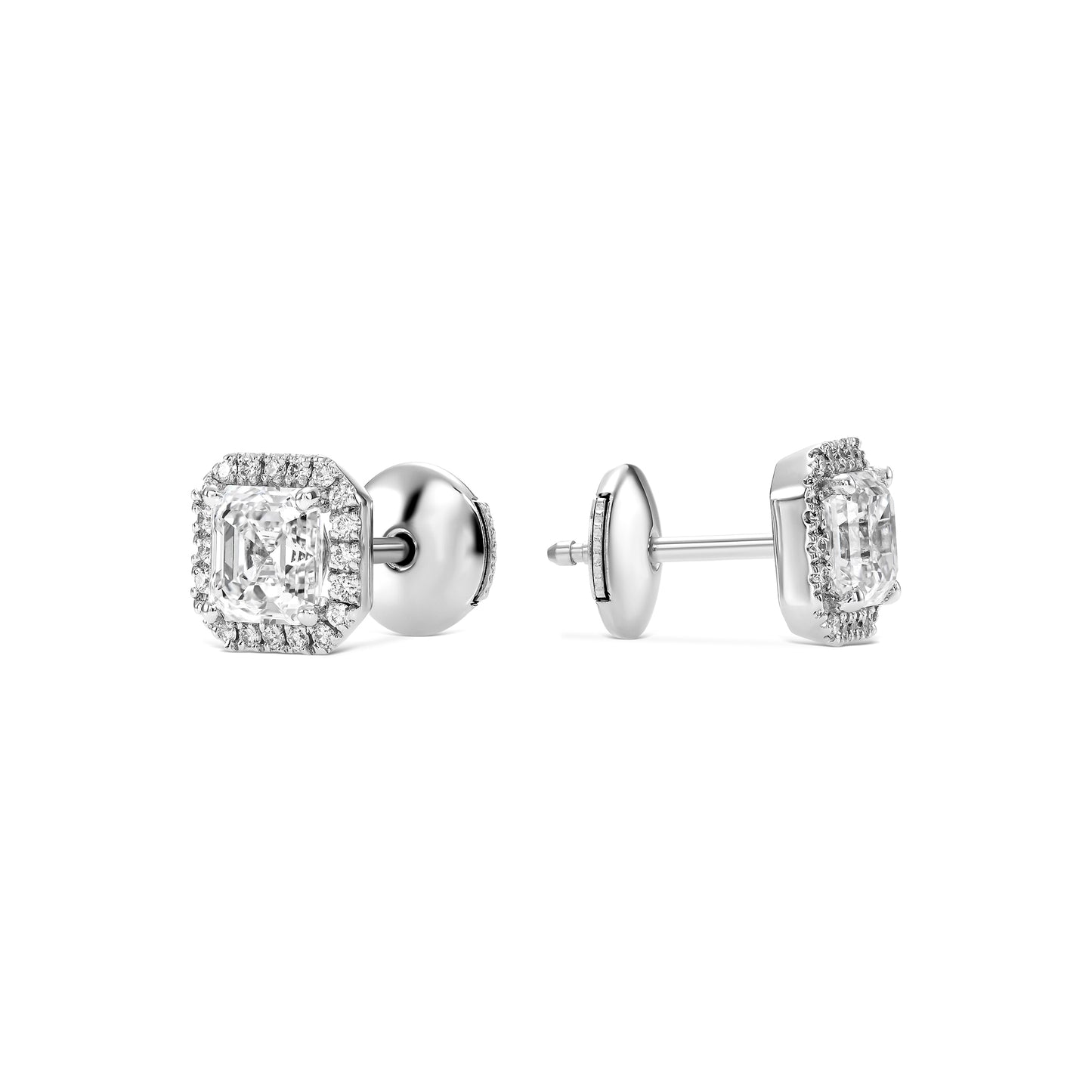 18K White Gold Stud Earrings With 1.85 TCW Natural Diamond