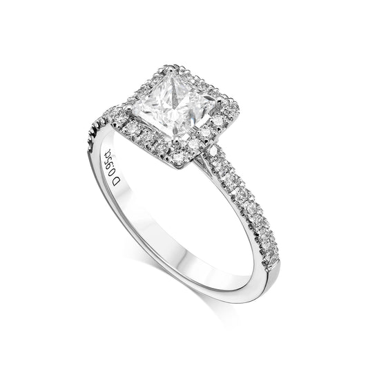 18K White Gold Engagement Ring With 0.95 TCW Natural Diamond