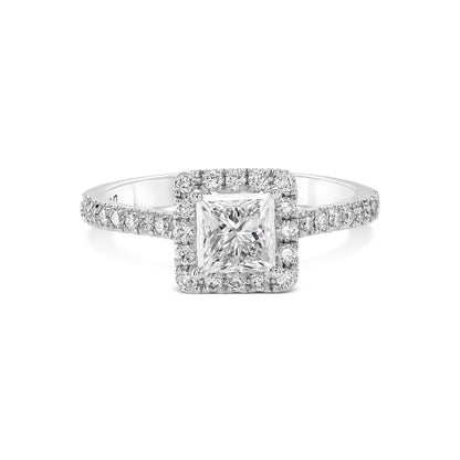 18K White Gold Engagement Ring With 0.95 TCW Natural Diamond