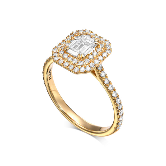 18k Yellow Gold Engagement Ring With 0.86 tcw Emerald Cut Natural Diamond