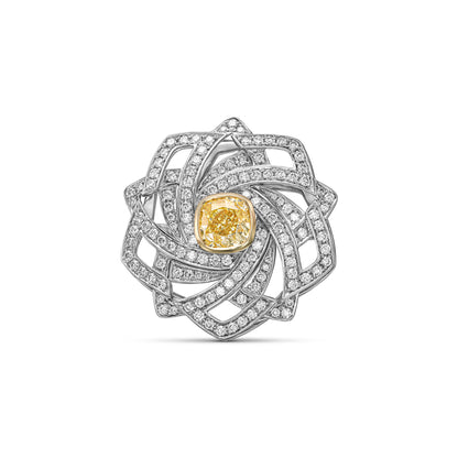 18K White Gold Ring With 3.44 TCW TCW Natural Diamond - Natural Fancy Colored Diamond Main Stone