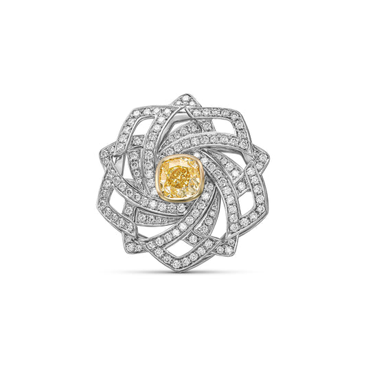 18K White Gold Ring With 3.44 TCW TCW Natural Diamond - Natural Fancy Colored Diamond Main Stone