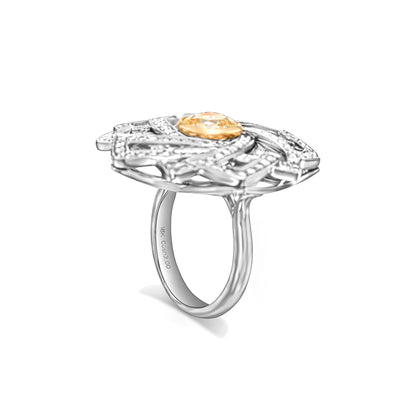 18K White Gold Ring With 3.44 TCW TCW Natural Diamond - Natural Fancy Colored Diamond Main Stone