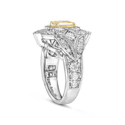 18K White Gold Ring With 1.34 TCW Natural Diamond - Natural Fancy Colored Diamond Main Stone