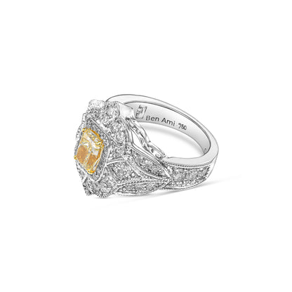 18K White Gold Ring With 1.34 TCW Natural Diamond - Natural Fancy Colored Diamond Main Stone