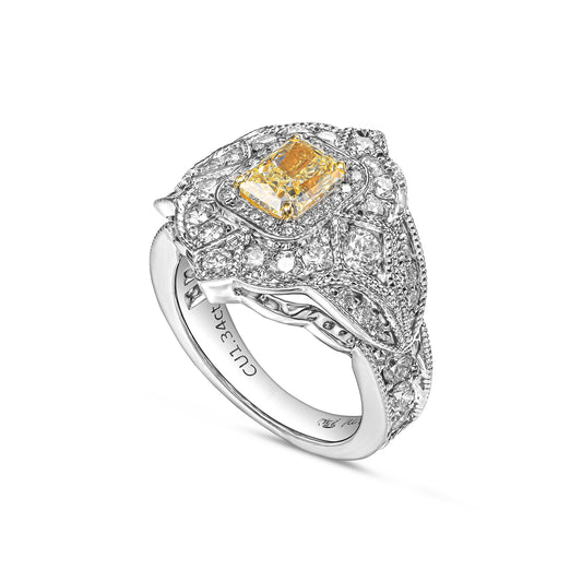 18K White Gold Ring With 1.34 TCW Natural Diamond - Natural Fancy Colored Diamond Main Stone