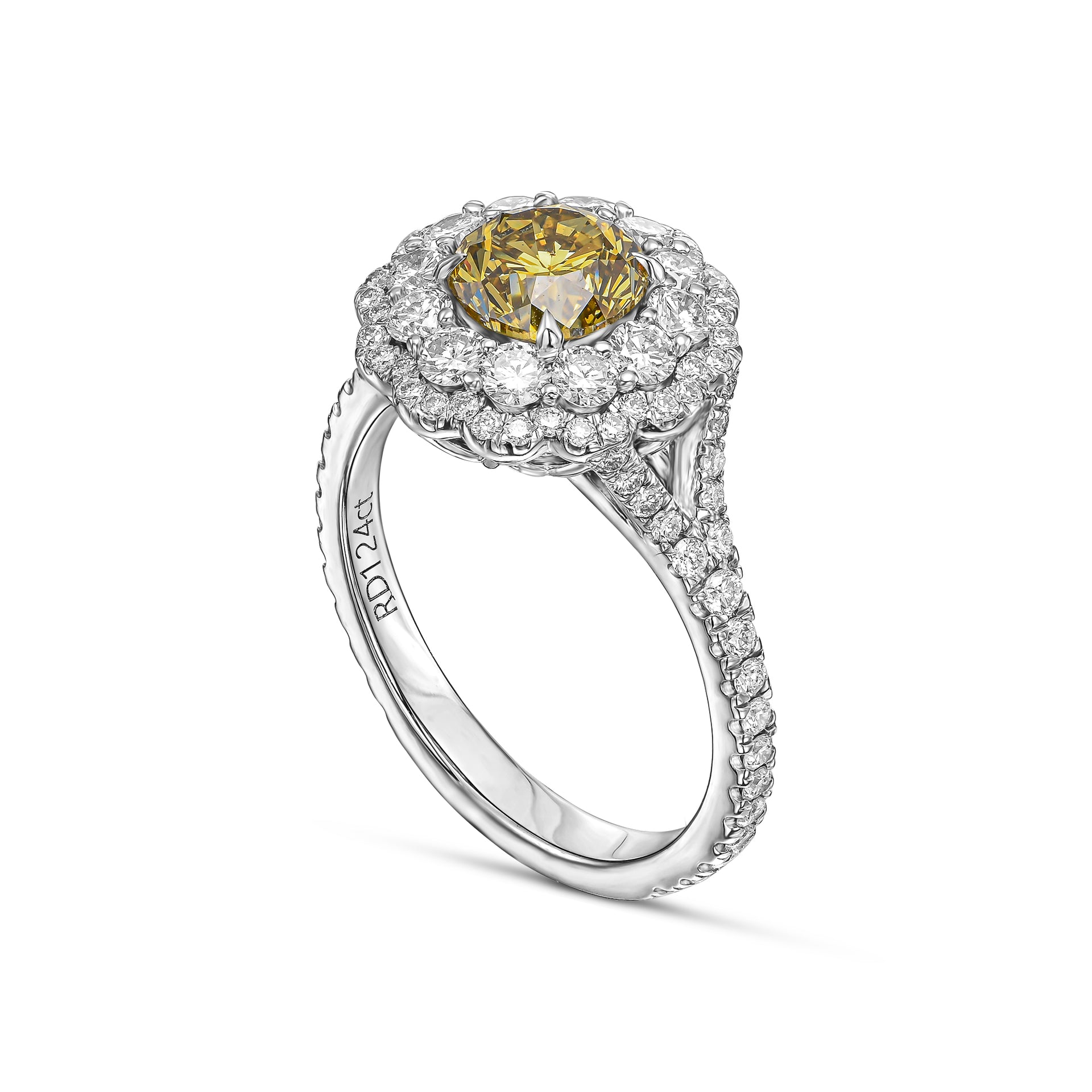 18K White Gold Ring With 2.31 Diamond - Natural Fancy Colored Diamond Main Stone