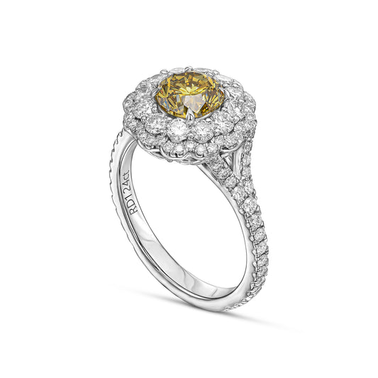 18K White Gold Ring With 2.31 Diamond - Natural Fancy Colored Diamond Main Stone