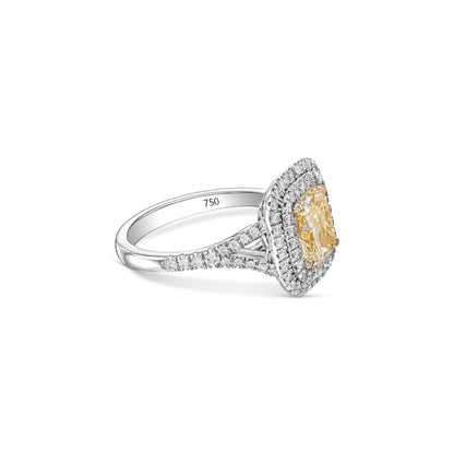 18K White Gold Statement Ring With 2.69 TCW Natural Diamond - Natural Fancy Colored Diamond Main Stone